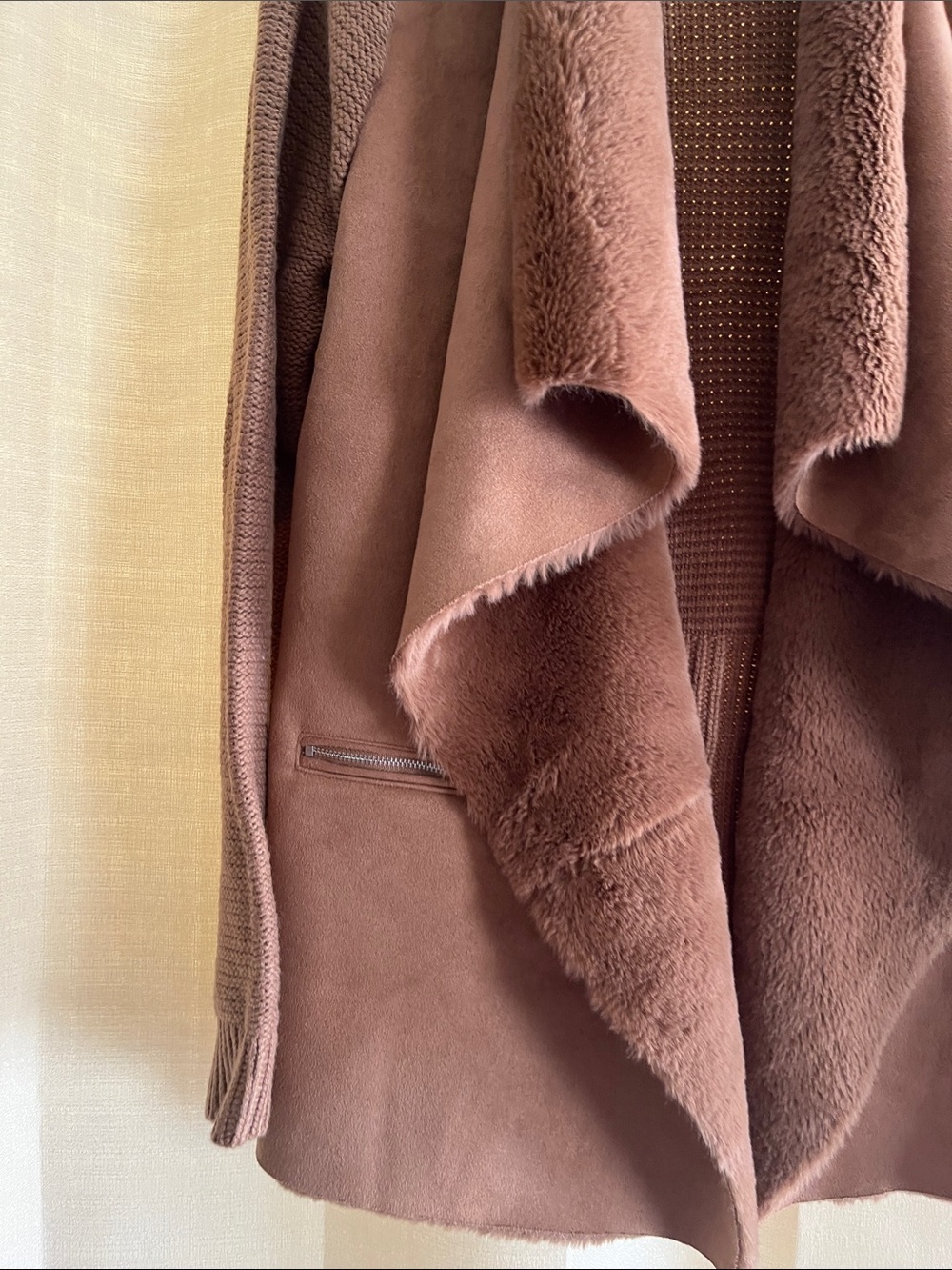 Twelfth Love Faux-Suede Draped Cardigan - Brown - Picture 8 of 15